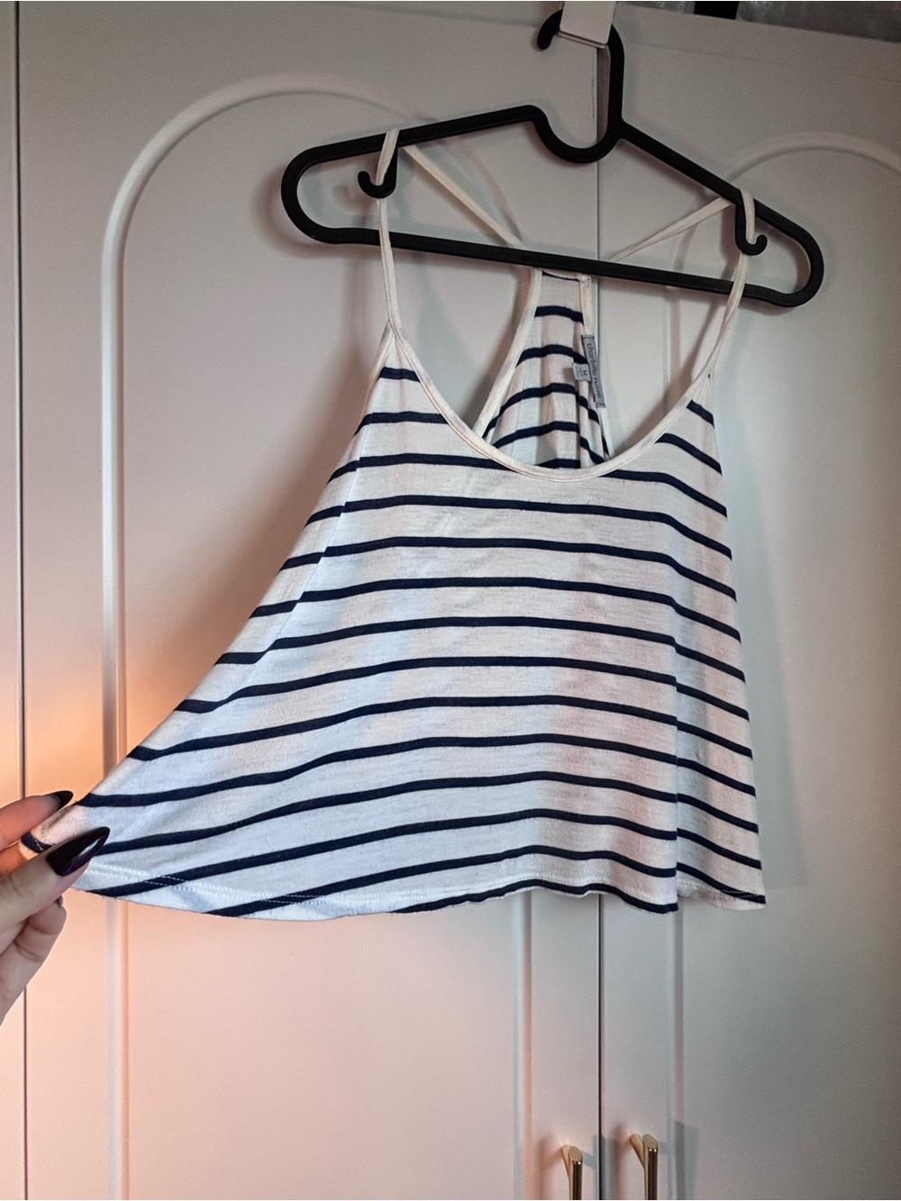 Charlotte Russe Navy and White Striped Spaghetti Strap Tank